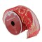 Northlight 32620327 2.5 in. x 10 Yards Cranberry Red &#x26; Gold Merry Christmas Wired Christmas Craft Ribbon